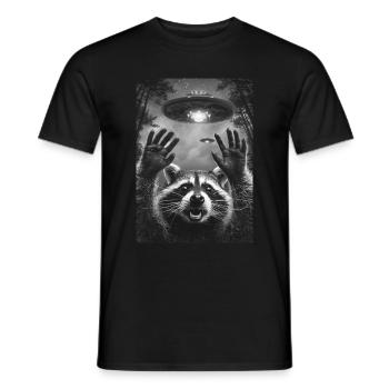 Ufo Selfie Waschbär - Männer T-Shirt - Schwarz - Vorne - AI Model Male 178 light (178cm)