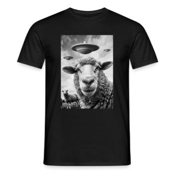 Mouton selfie OVNI - T-shirt homme - noir - Devant - AI Model Male 178 light (178cm)