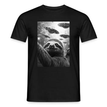 Ufo Selfie Faultier - Männer T-Shirt - Schwarz - Vorne - AI Model Male 178 light (178cm)