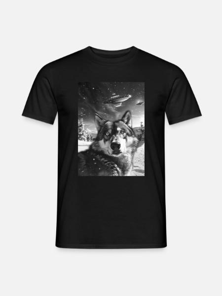 Ufo Selfie Wolf - Men's T-Shirt - black