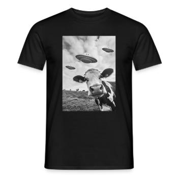 OVNI Selfie Vache - T-shirt homme - noir - Devant - AI Model Male 178 light (178cm)