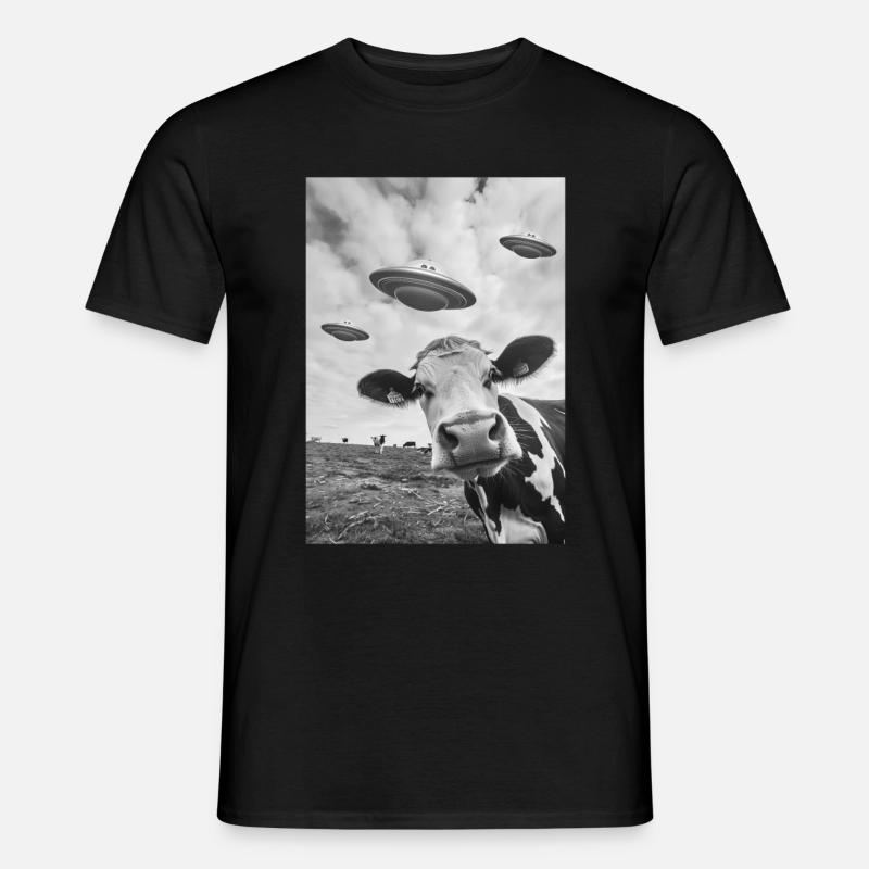 Ufo Selfie Kuh - Männer T-Shirt - Schwarz
