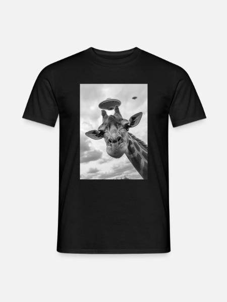 Ufo Selfie Giraffe - Men's T-Shirt - black