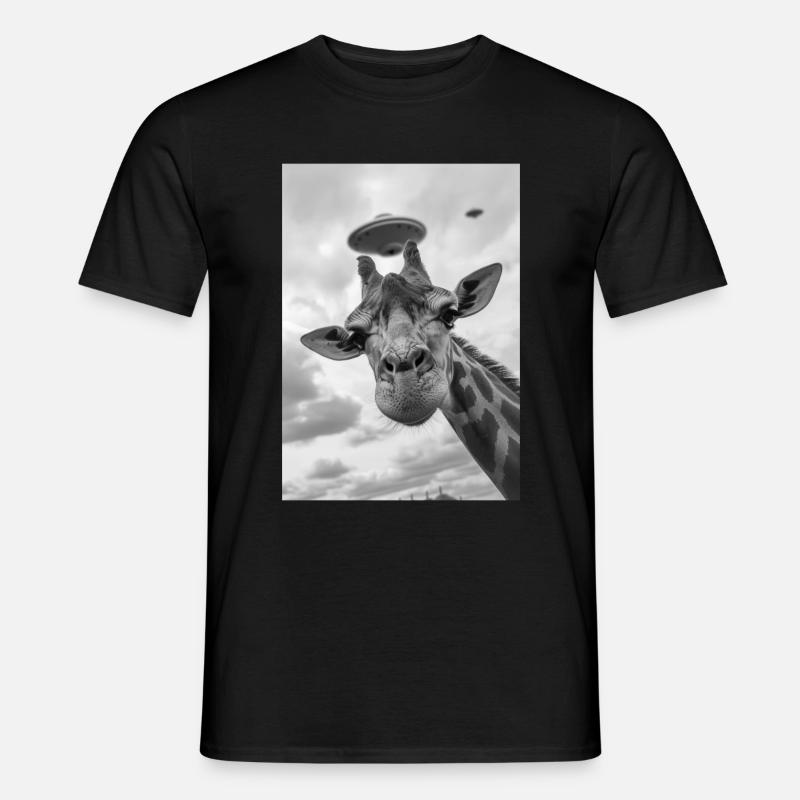 Ufo Selfie Giraffe - Männer T-Shirt - Schwarz