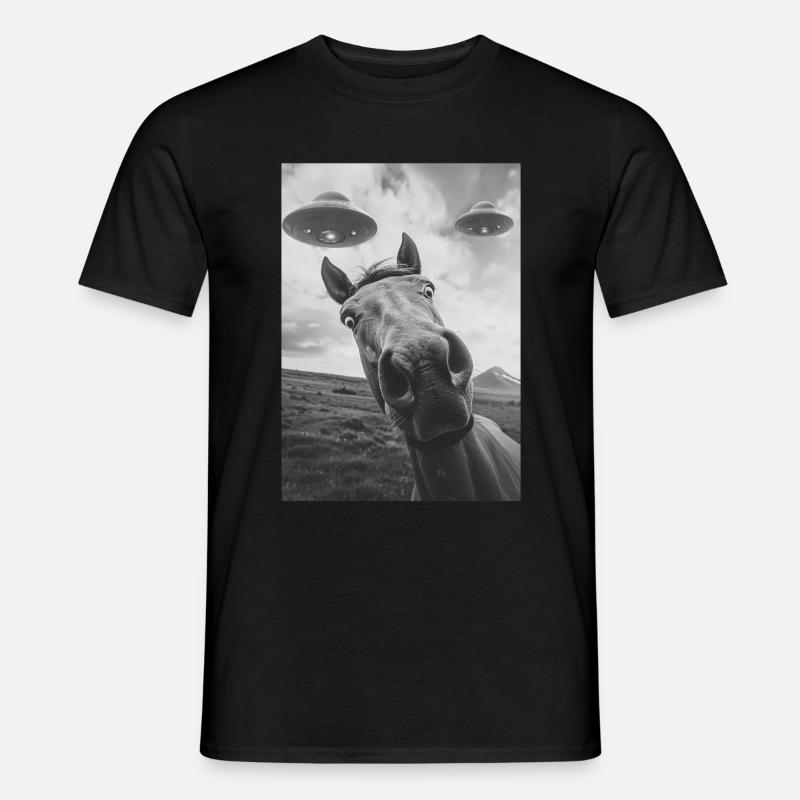 Ufo Selfie Pferd - Männer T-Shirt - Schwarz