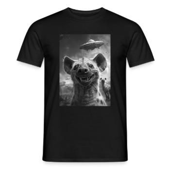Ufo Selfie Hyäne - Männer T-Shirt - Schwarz - Vorne - AI Model Male 178 light (178cm)