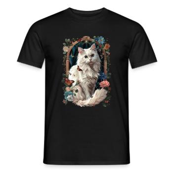 Chat angora turc - T-shirt homme - noir - Devant - AI Model Male 178 light (178cm)