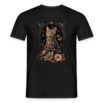 Chat américain à poil dur - T-shirt homme - noir - Devant - AI Model Male 178 light (178cm)