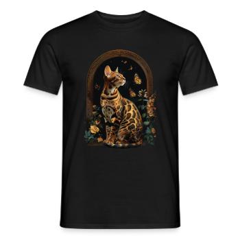 Bengalkatze - Männer T-Shirt - Schwarz - Vorne - AI Model Male 178 light (178cm)