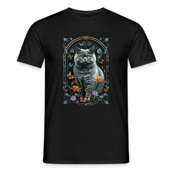 Britisch Kurzhaarkatze - Männer T-Shirt - Schwarz - Vorne - AI Model Male 178 light (178cm)