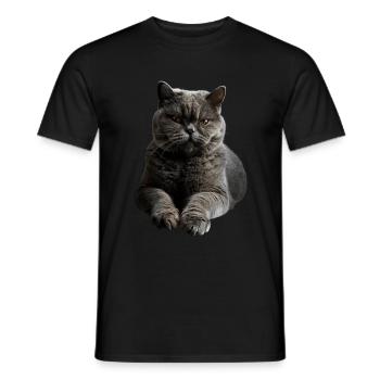 British Shorthair - Men's T-Shirt - black - Front - AI Model Male 178 light (178cm)