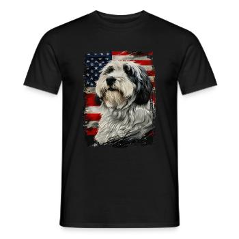 American Flag Bobtail - Men's T-Shirt - black - Front - AI Model Male 178 light (178cm)