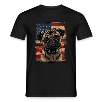 Pug America Usa - Men's T-Shirt - black - Front - AI Model Male 178 light (178cm)