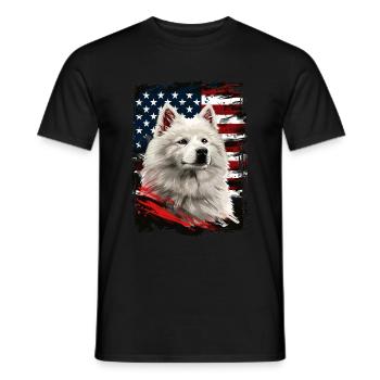 Samoyed America USA - Men's T-Shirt - black - Front - AI Model Male 178 light (178cm)