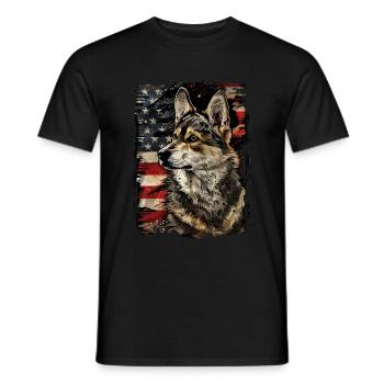 Vallhund suédois-Amérique États-Unis - T-shirt homme - noir - Devant - AI Model Male 178 light (178cm)