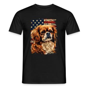 Tibet Spaniel Amerika Usa - Männer T-Shirt - Schwarz - Vorne - AI Model Male 178 light (178cm)