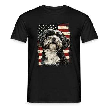Tibetan Terrier America Usa - Men's T-Shirt - black - Front - AI Model Male 178 light (178cm)