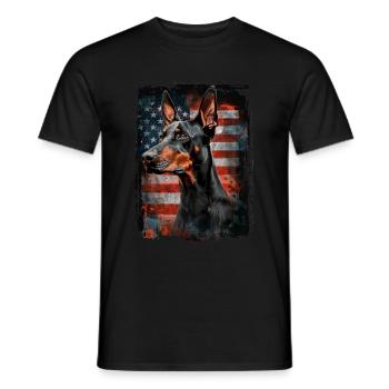 Doberman Pinscher America Usa - Men's T-Shirt - black - Front - AI Model Male 178 light (178cm)