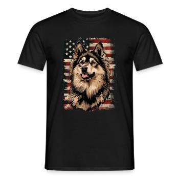 Finnish Lapphund, America Usa - Men's T-Shirt - black - Front - AI Model Male 178 light (178cm)