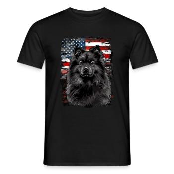 Keeshond America Usa - Men's T-Shirt - black - Front - AI Model Male 178 light (178cm)