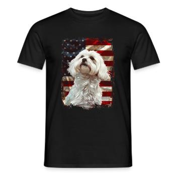 Maltese America USA - Men's T-Shirt - black - Front - AI Model Male 178 light (178cm)