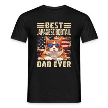 Japanese Bobtail Dad - Men's T-Shirt - black - Front - AI Model Male 178 light (178cm)