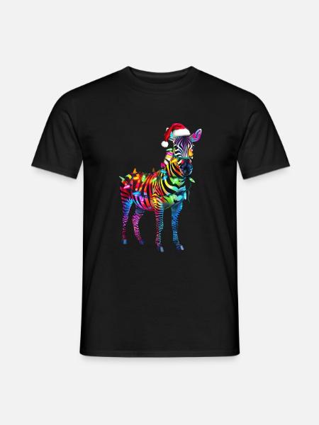 Zebra Weihnachten - Männer T-Shirt - Schwarz