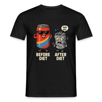 Vor der Diät – Nach der Diät lustiger Cartoon - Männer T-Shirt - Schwarz - Vorne - AI Model Male 178 light (178cm)
