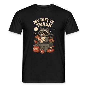 Mon régime alimentaire est une ordure – Motif amusant de raton laveur - T-shirt homme - noir - Devant - AI Model Male 178 light (178cm)