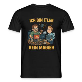 Ich bin ITler – Kein Magier - Männer T-Shirt - Schwarz - Vorne - AI Model Male 178 light (178cm)