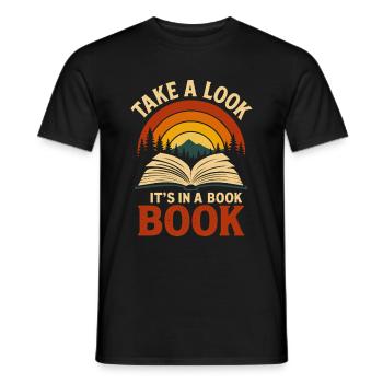 Aventure de lecture de style rétro - T-shirt homme - noir - Devant - AI Model Male 178 light (178cm)