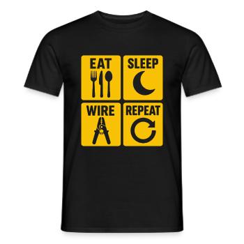 Eat Sleep Wire Repeat - La vie d’un électricien - T-shirt homme - noir - Devant - AI Model Male 178 light (178cm)