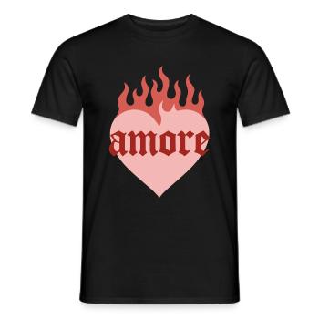 Amore en fonts gothiques avec feu - T-shirt homme - noir - Devant - AI Model Male 178 light (178cm)