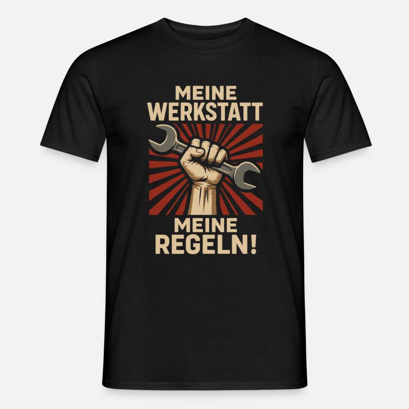 Werkstatt Regeln mit Power - Männer T-Shirt - Schwarz