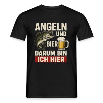 Angeln und Bier – Darum bin ich hier - Männer T-Shirt - Schwarz - Vorne - AI Model Male 178 light (178cm)