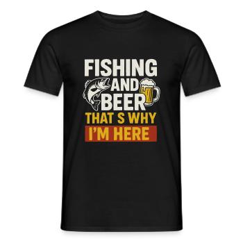 Angeln und Bier – Darum bin ich hier - Männer T-Shirt - Schwarz - Vorne - AI Model Male 178 light (178cm)