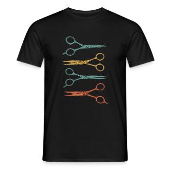 Ciseaux de coiffure colorés - T-shirt homme - noir - Devant - AI Model Male 178 light (178cm)