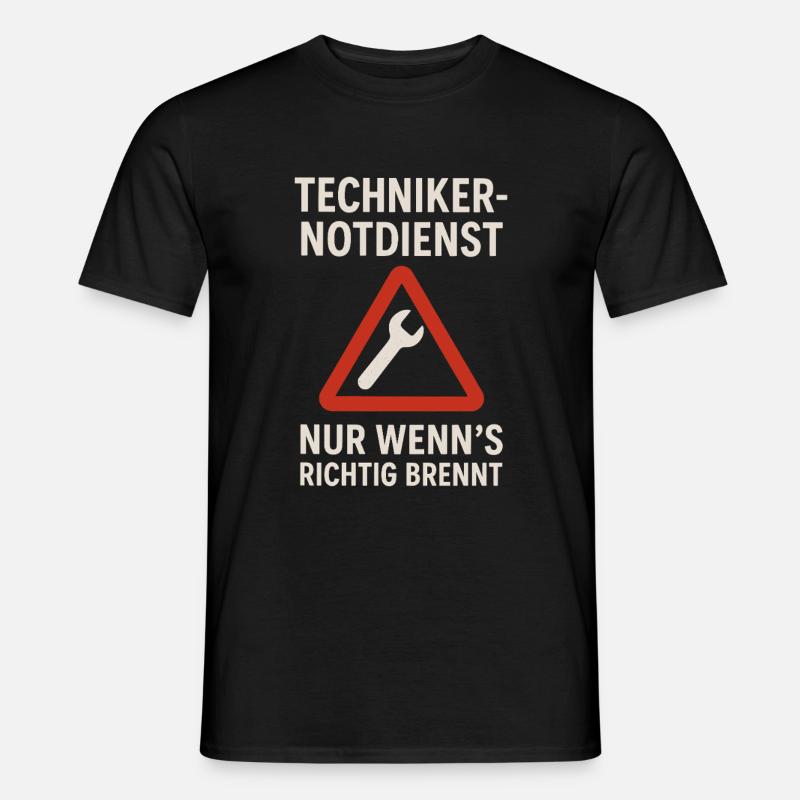 Technikernotdienst mit Warnsymbol - Männer T-Shirt - Schwarz