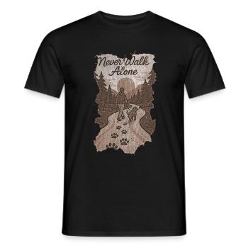 Never Walk Alone with Dog Motif - Men's T-Shirt - black - Front - AI Model Male 178 light (178cm)