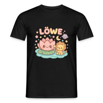 Sternzeichen Löwe im Kawaii Stil - Männer T-Shirt - Schwarz - Vorne - AI Model Male 178 light (178cm)