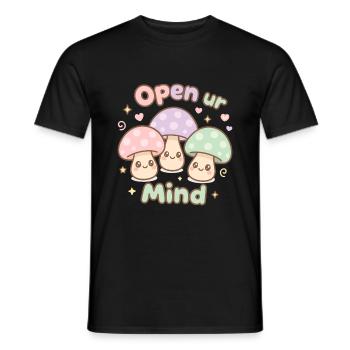Open ur Mind – Süße Pilze - Männer T-Shirt - Schwarz - Vorne - AI Model Male 178 light (178cm)