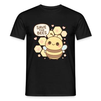 Save the Bees – Sweet Bee with a Message - Men's T-Shirt - black - Front - AI Model Male 178 light (178cm)