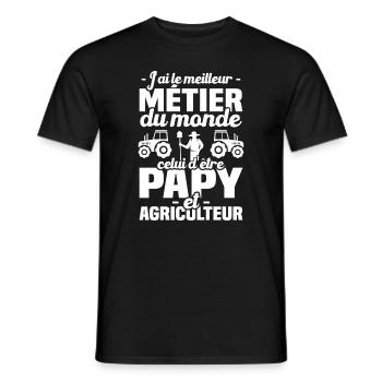 Meilleur métier du monde papy et agriculteur - T-shirt homme - noir - Devant - AI Model Male 178 light (178cm)