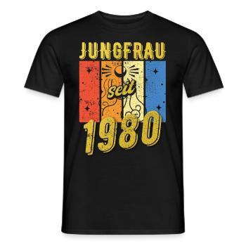 Jungfrau 1980 Sternzeichen Geburtstag - Männer T-Shirt - Schwarz - Vorne - AI Model Male 178 light (178cm)