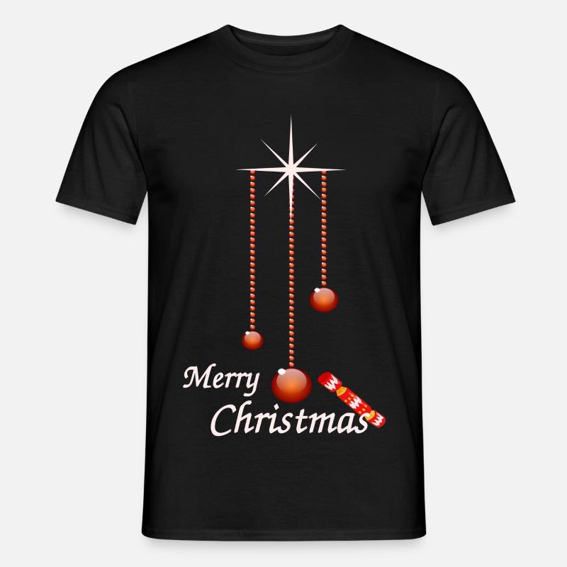 Weihnachtskugeln mit Bonbon - Männer T-Shirt - Schwarz