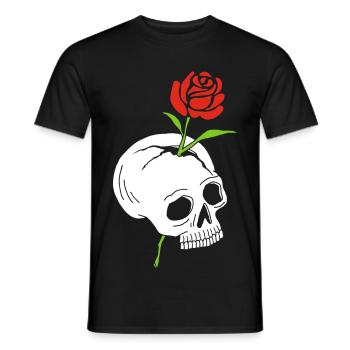 Le crâne et la rose - T-shirt homme - noir - Devant - AI Model Male 178 light (178cm)