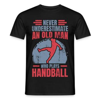 Handball Grandfather - Men's T-Shirt - black - Front - AI Model Male 178 light (178cm)