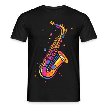 Saxophone rétro - T-shirt homme - noir - Devant - AI Model Male 178 light (178cm)