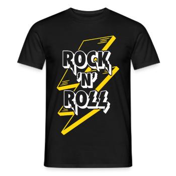 Rock'N'Roll Text Logo With Lightning - Men's T-Shirt - black - Front - AI Model Male 178 light (178cm)