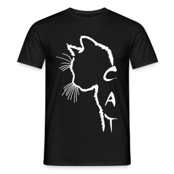 Weiße Katzensilhouette - Männer T-Shirt - Schwarz - Vorne - AI Model Male 178 light (178cm)